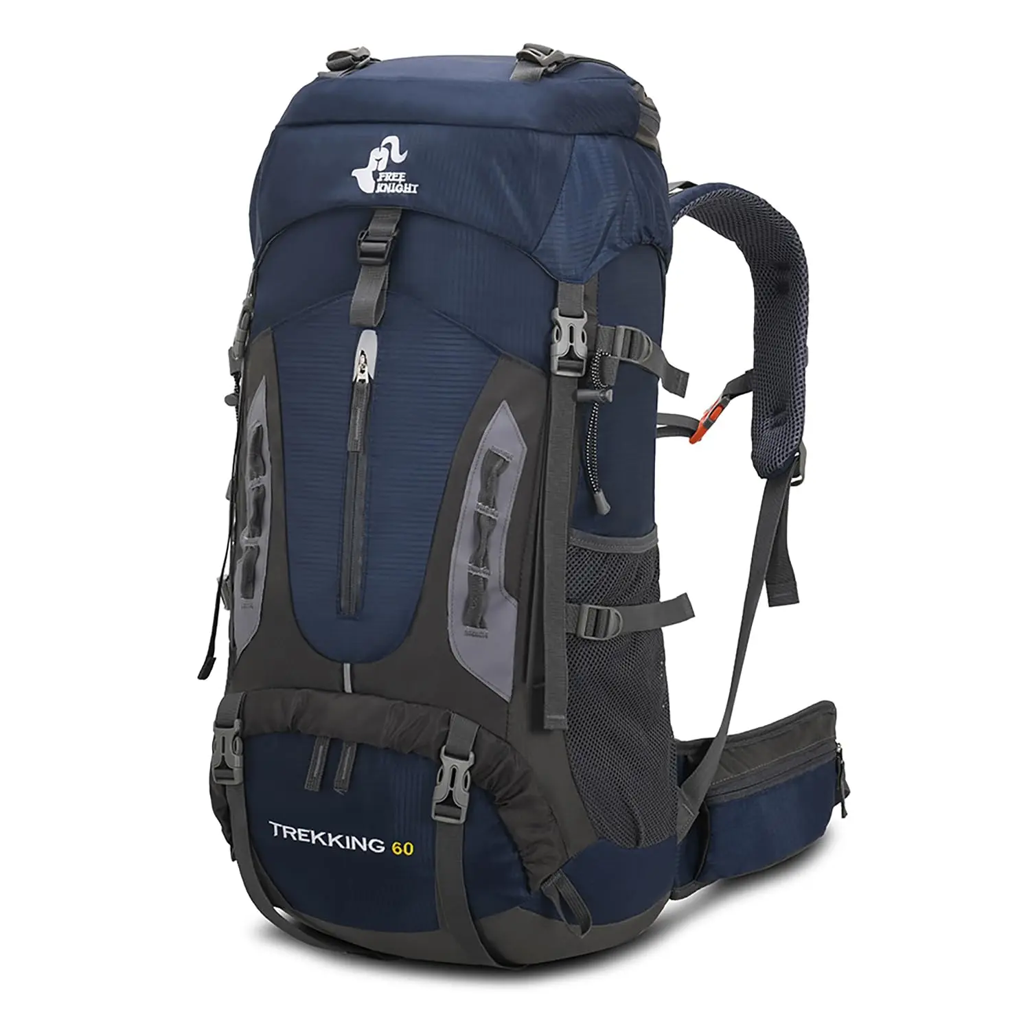 60L Hiking Camping Backpack with Rain Cover, Waterproof Large Capacity Outdoor Sport Travel Daypack Climbing Touring (Navy Blue)