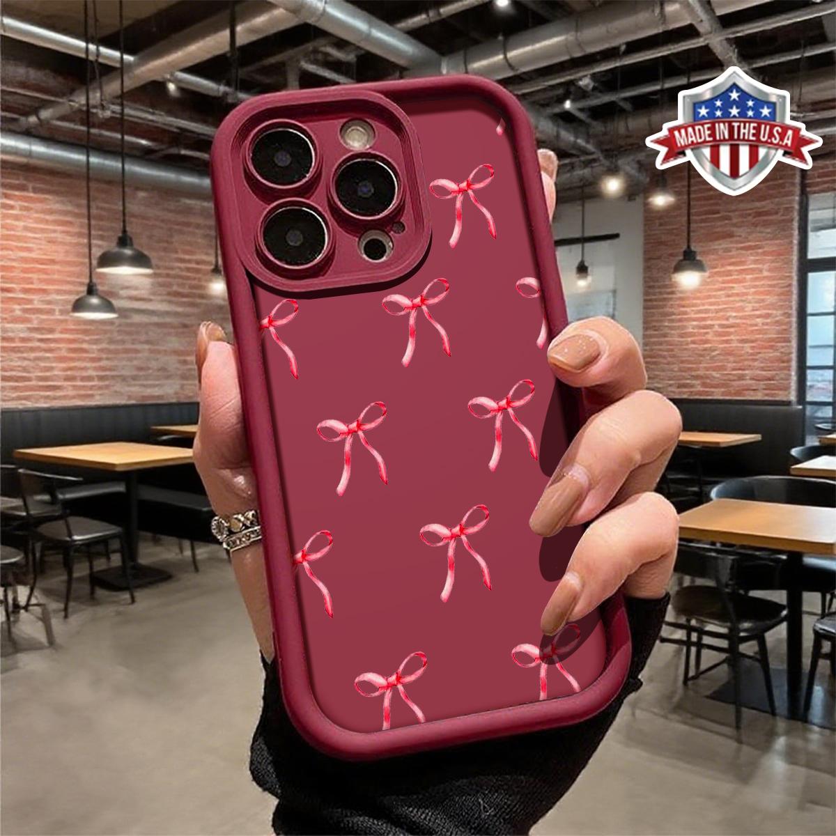 Cute Pink Bow Pattern Case for iPhone 17 16 15 14 Pro Max 13 12 11 XR XS Plus Air Slim Protective Anti Scratch Lightweight TPU Phone Cover