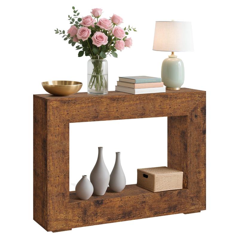 47" Entryway Console Table, Farmhouse Narrow Sofa Table with Storage Shelf, Modern Farmhouse Industrial Accent Table for Living Room Hallway Foyer