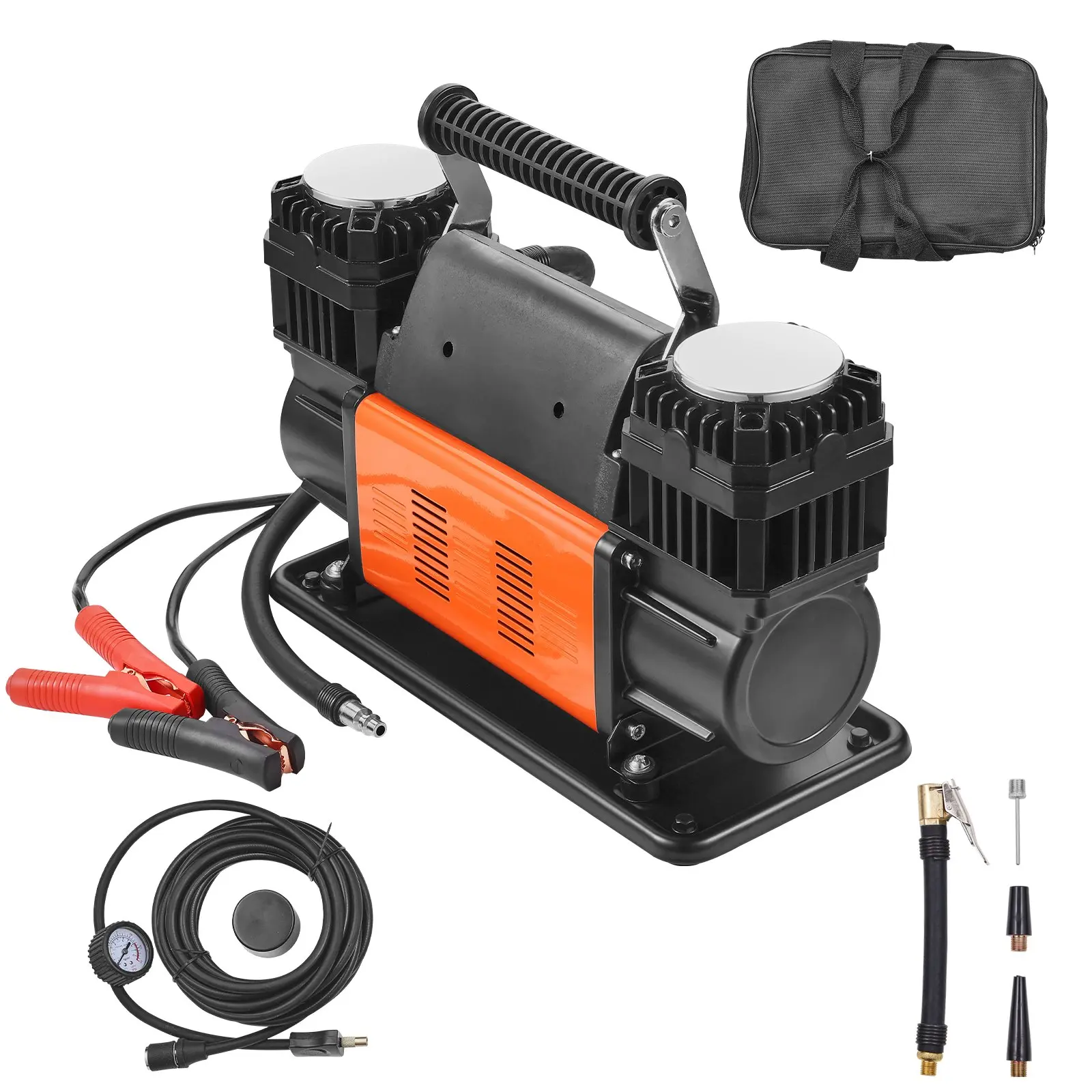 【DealsForYouDays】VEVOR 10.6 CFM Heavy Duty 12V 150 psi Air Compressor, 30s 2x Faster Inflation Dual-Cylinder Portable Tire Inflator, 3 Nozzle Adapters for Trucks, SUVs, Boats, Bicycles