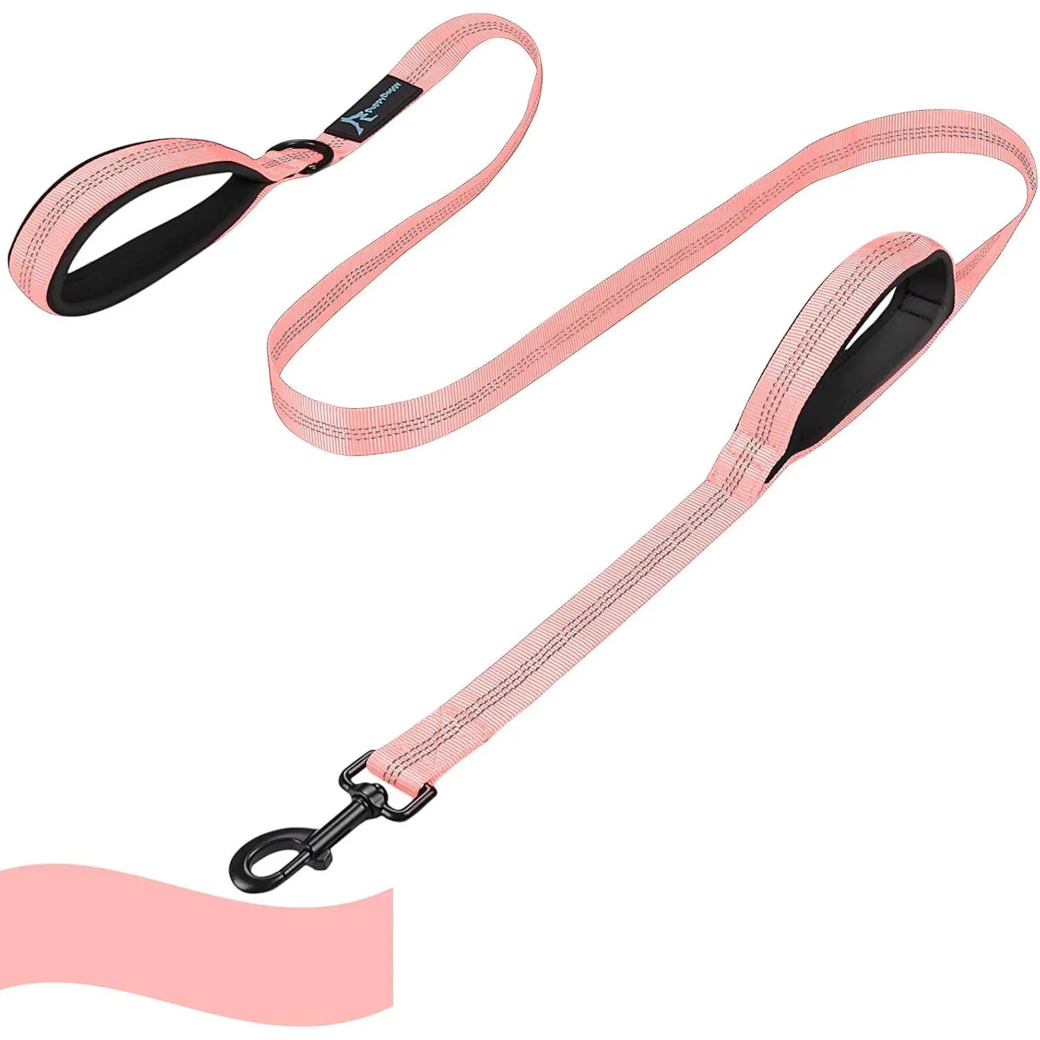 6Ft 1 Inch Reflective Dog Leash for Large Medium Dogs with 2 Padded Traffic Handles, Dog Lead for Running Walking Training, Pink 1 Pack
