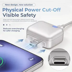 KUWAJIA 140W Physical-Disconnect Battery Guard, Auto & Self-Eject Charger, Smart Auto-Stop Charging Accessory for Phones Laptops Tablets, Anti-Overcharge Protection, Tech Accessories for Safe Overnight Charging, Gift