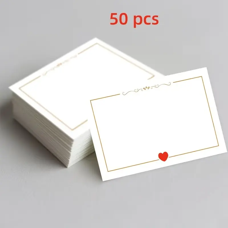 50 Blank Heart Design Valentine Cards, Wedding Birthday Anniversary Holiday Gift Tags, Info Wallet Business Greeting Card Teacher Present