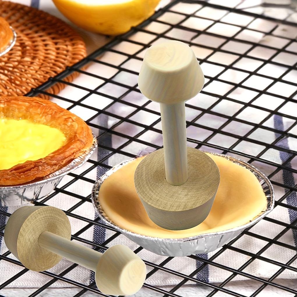 Wooden Tart Tamper, Double-Sided Pie Crust Pastry Mould, Wood Color Tart Shell Maker Tool for Baking