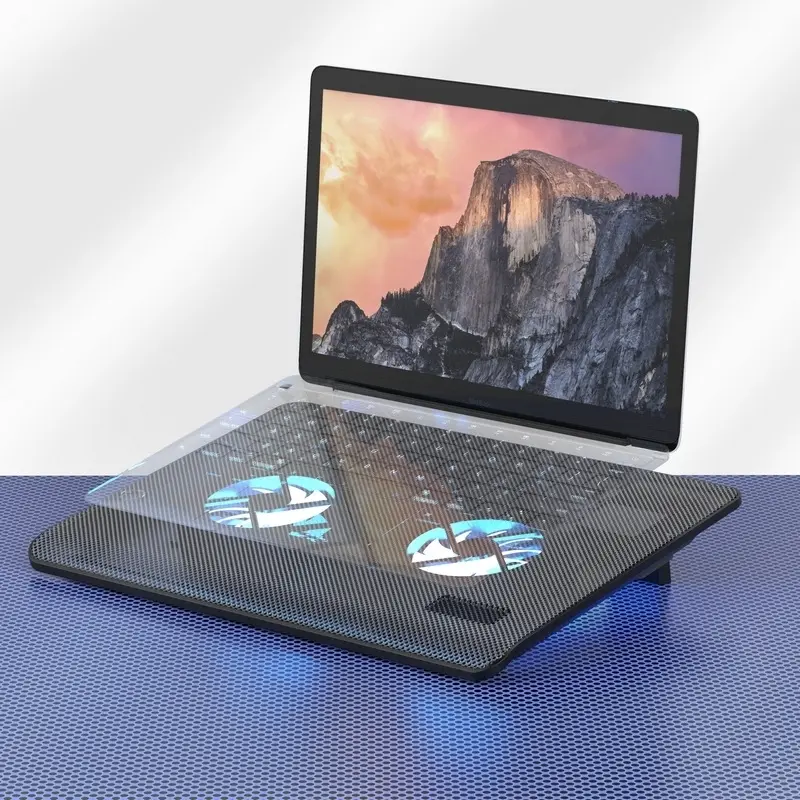 Laptop Cooling Base, Portable Laptop Cooler Fan Stand, Metal Material Elevating Laptop Stand, Cooling Pad Laptop, Efficient Heat Dissipation, Cooling Strong Airflow, Durable Design, Cooling Pad For Laptop
