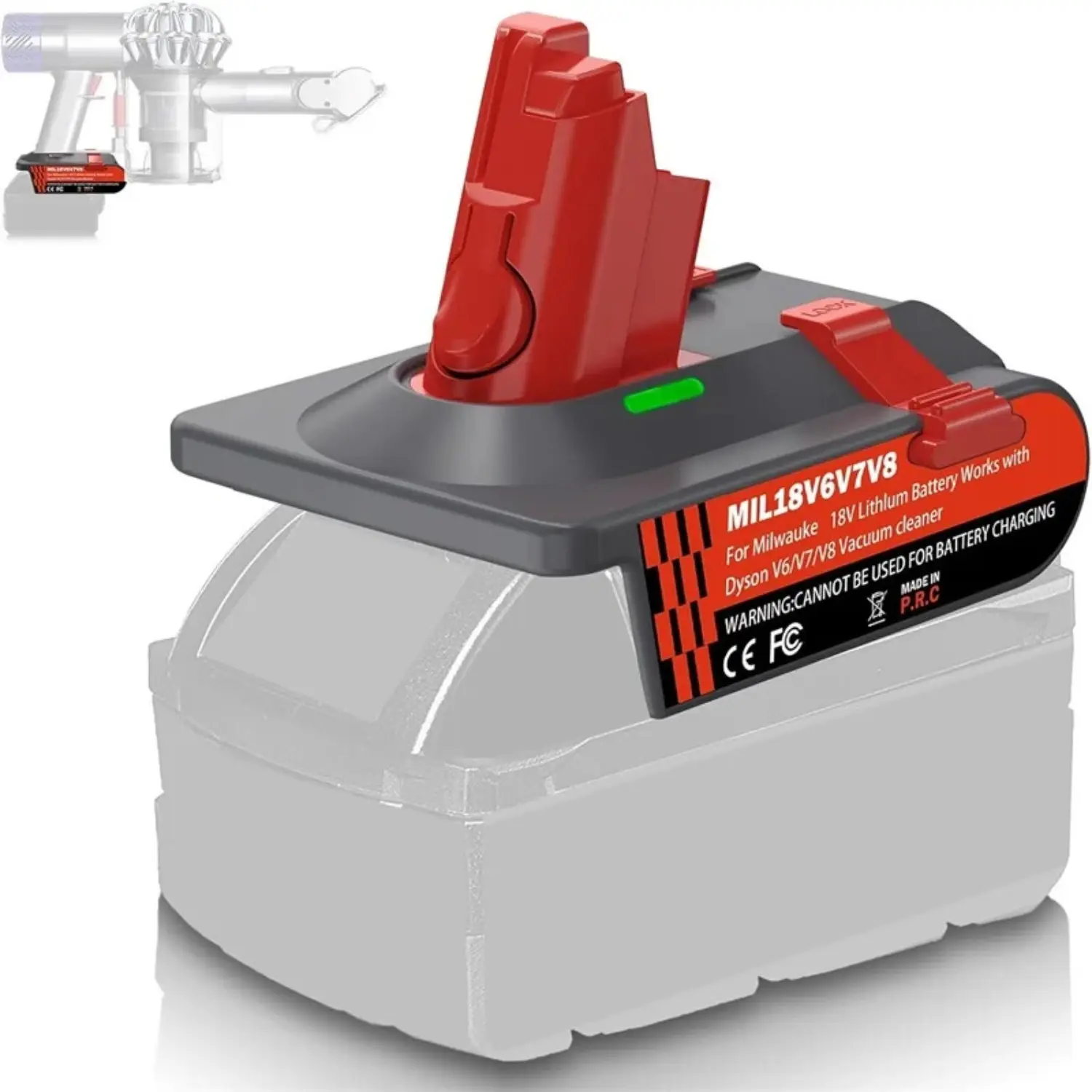 Battery Adapter Converter Tool for Dyson V6/V7/V8 Handheld Vacuum, ABS Plastic Adapter for Milwaukee 18V Battery Conversion