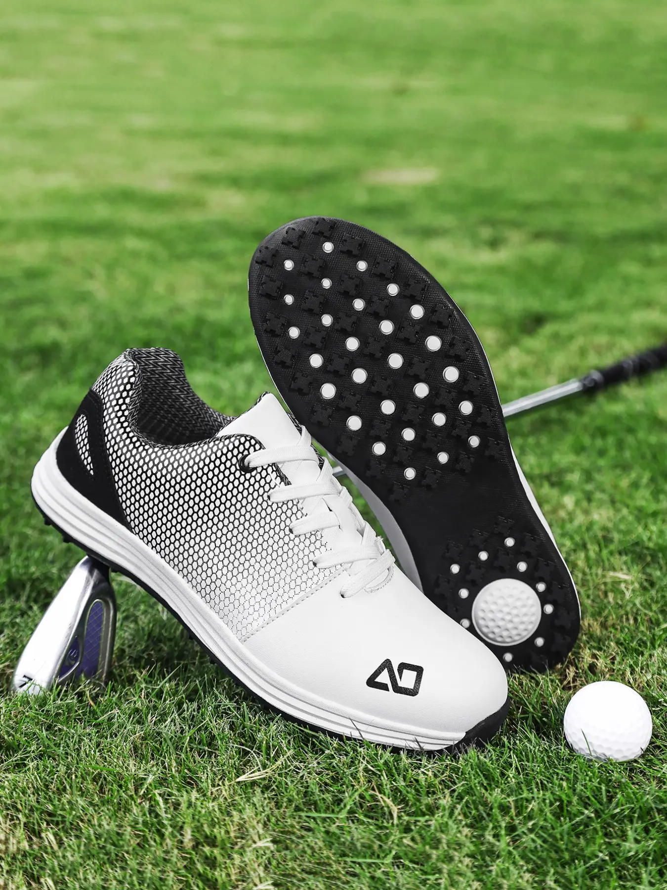 Men's Golf Shoes 2026 New Model, All-Season Leather, Waterproof Oil-Resistant, Anti-Slip, Comfortable, Size 46, Professional Training Shoes