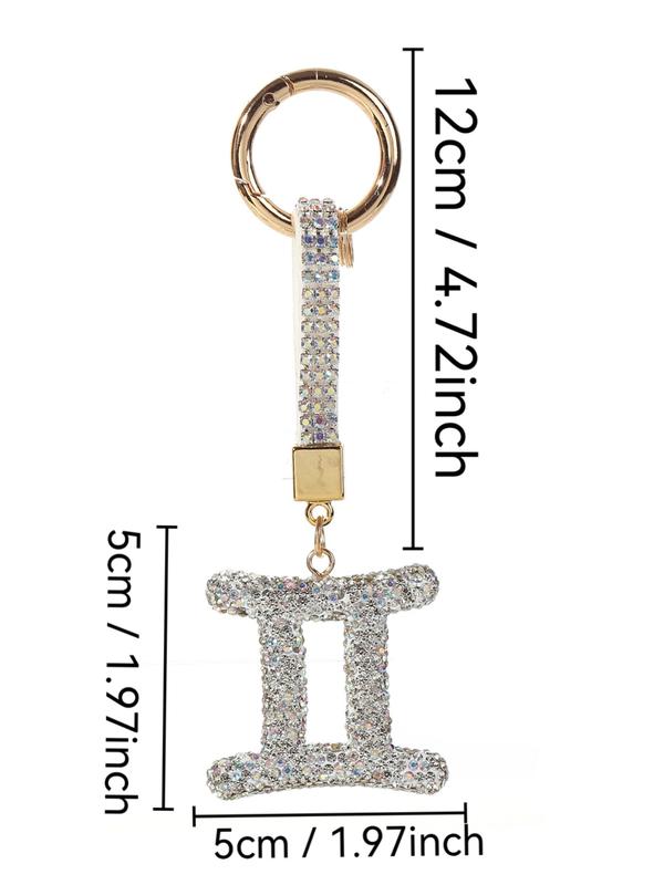 12 Zodiac Silver Color Pendant Keychain, Fashionable Valentine's Day Bag Accessory, Unique Design for Daily Use, Perfect Gift for Women and Girls