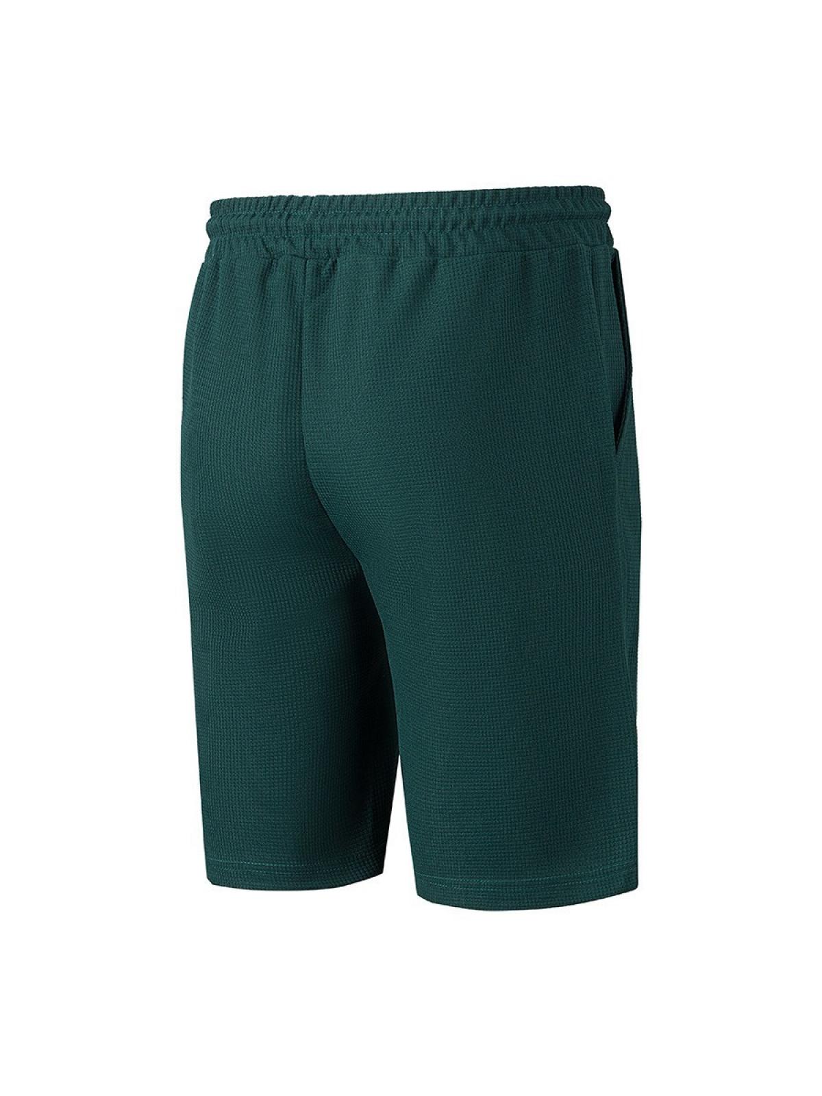 Men's Waffle Knit Shorts Elastic Waist Drawstring Knee Length Shorts With Pockets Waffle Knit Solid Color Breathable Lightweight Soft Comfortable Durable Stretch For Summer Outdoor Sports Casual Daily Wear