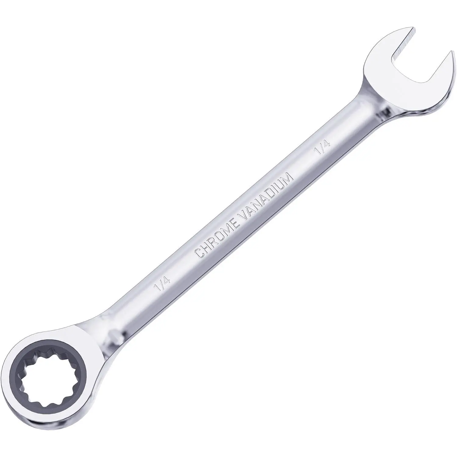 1/4 Inch Ratcheting Combination Wrench SAE | 72  12 Point, Ratchet Box Ended and Open End, Heat-Treated CR-V Steel, Spanner Tools