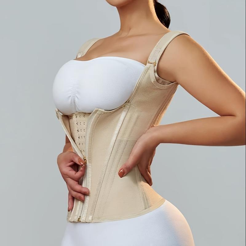 Waist Trainer Corset for Women |       Adjustable shoulder straps and steel frame support |       Double Compression Shaper with Zipper Closure |       Fashionable black, smooth latex fabric |       Vest for Control of Abdomen, Can Enhance Posture and Wai