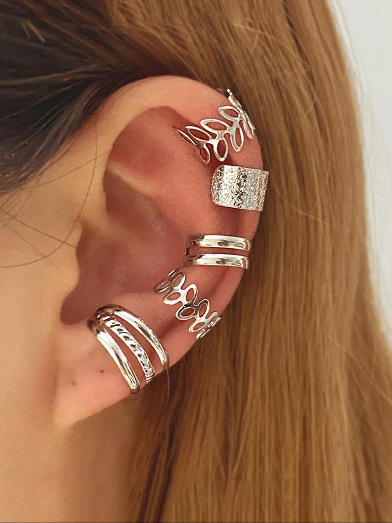 Women's 2024 Summer Hollow Out Ear Cuff, Hollow Out Design C-shaped Ear Cuff, Ear Jewelry for Party, Daily Decor for Girl