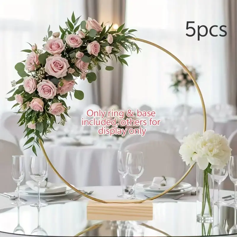 7.87-11.81 Inch Golden Metal Decorative Wreath with Base Reusable DIY Table Centerpiece Decor Perfect for Wedding Birthday Party Wall Ornament & Dreamcatcher Craft Supplies