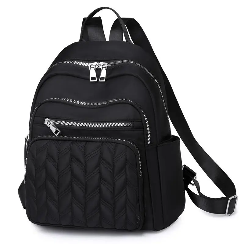 Chic Plain Nylon School Backpack, Minimalist Design for Travel and Commute, Unisex Water-Repellent with Secure Zip Pockets, Daypack, Adjustable Backpack, Classic Nylon Backpack tiktokshopbacktoschool