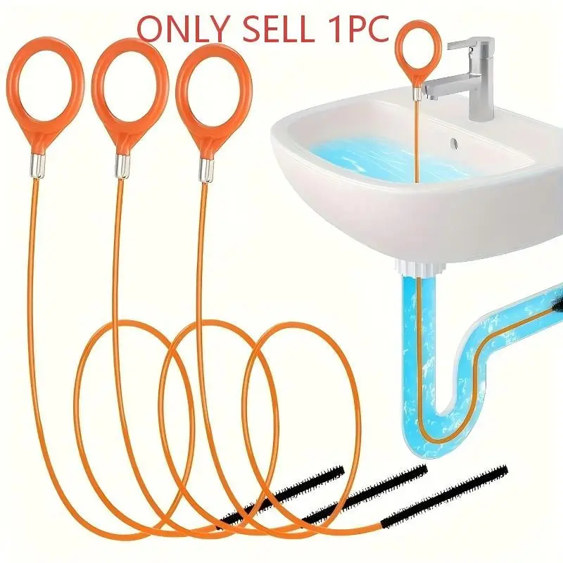 Extended Drain Snake Hook with Nylon Coated Flexible Neck Tube, Manual Bathroom Sink Shower Drainer Tool, No Battery Needed, Pipe Cleaning Hose