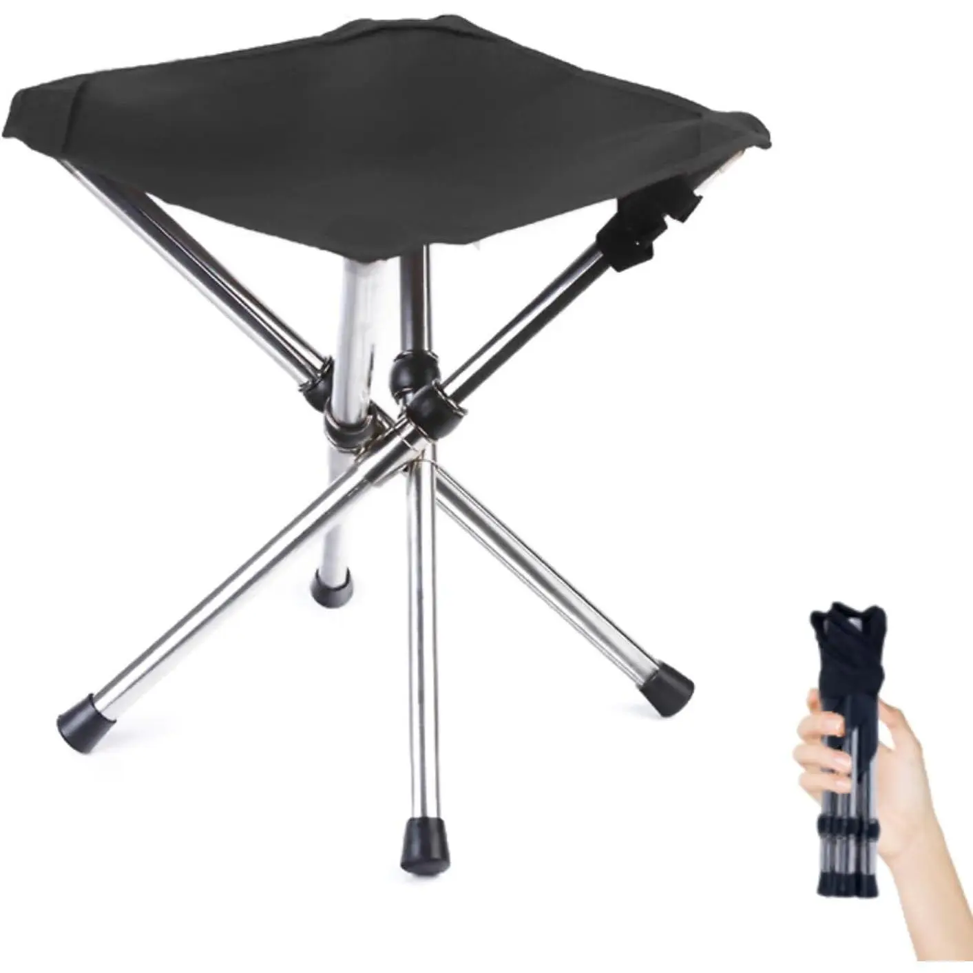 Ultra-Lightweight Stainless Steel Folding Camping Stool, Compact Portable with Carry Bag Supports 240 lbs, 12.6" Folded Size for Hiking Travel Backpacking Outdoor Events