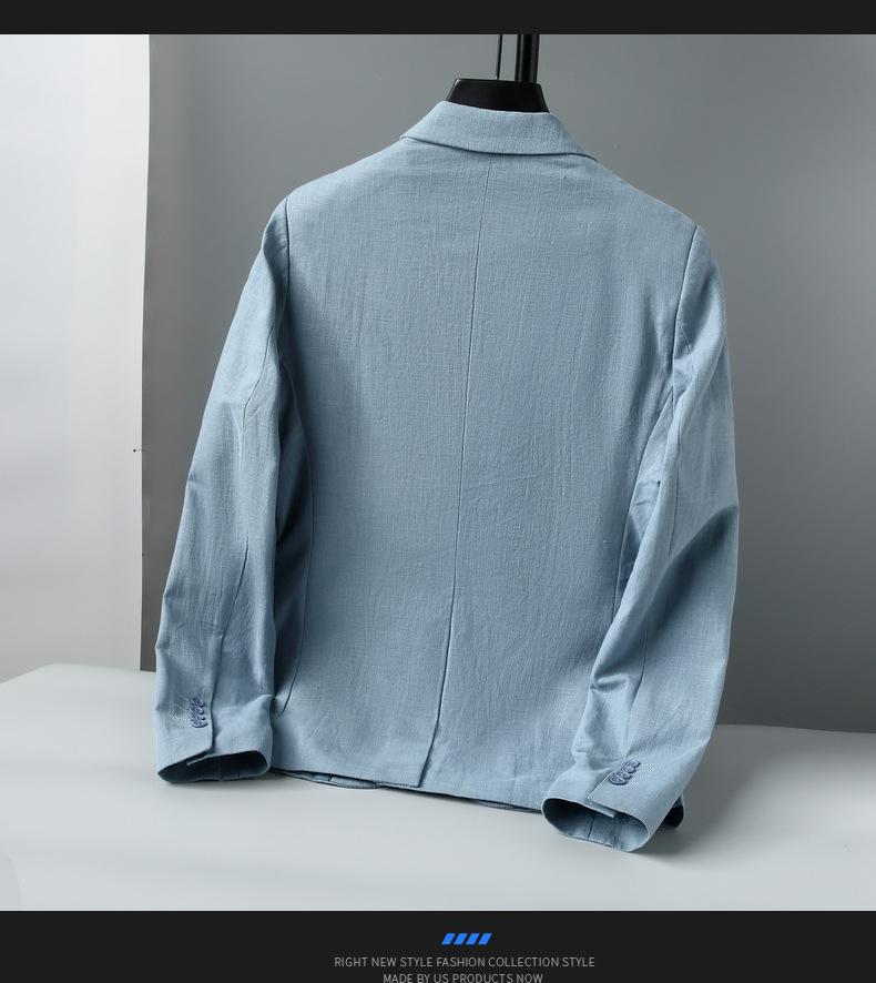 Men's Linen Blend Slim Fit Jacket  Breathable Casual Blazer, Two-Button Notch Lapel, Center Vent for Spring Fall