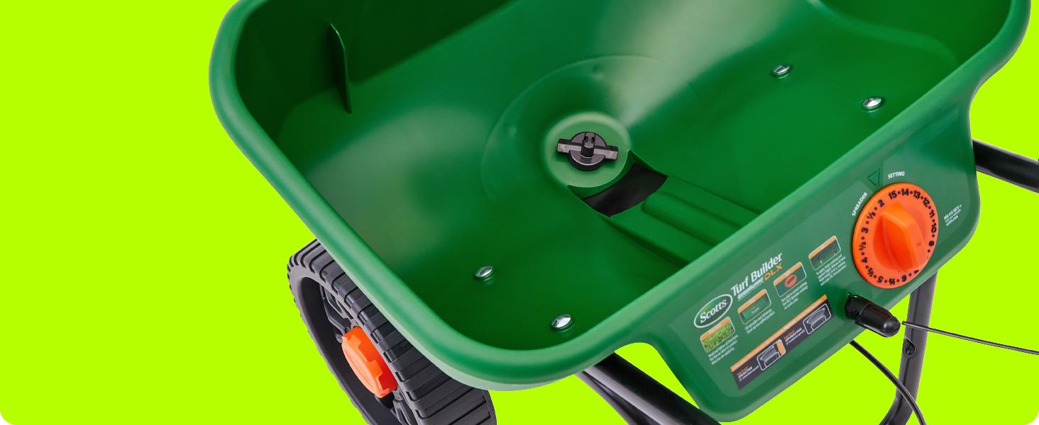 AGS Scotts Turf Builder EdgeGuard Mini Broadcast Spreader - Spreader For Lawn Fertilizer, Weed & Insect Control, Grass Seed, and Ice Melt, Holds Up To 5,000 sq.ft. of Product