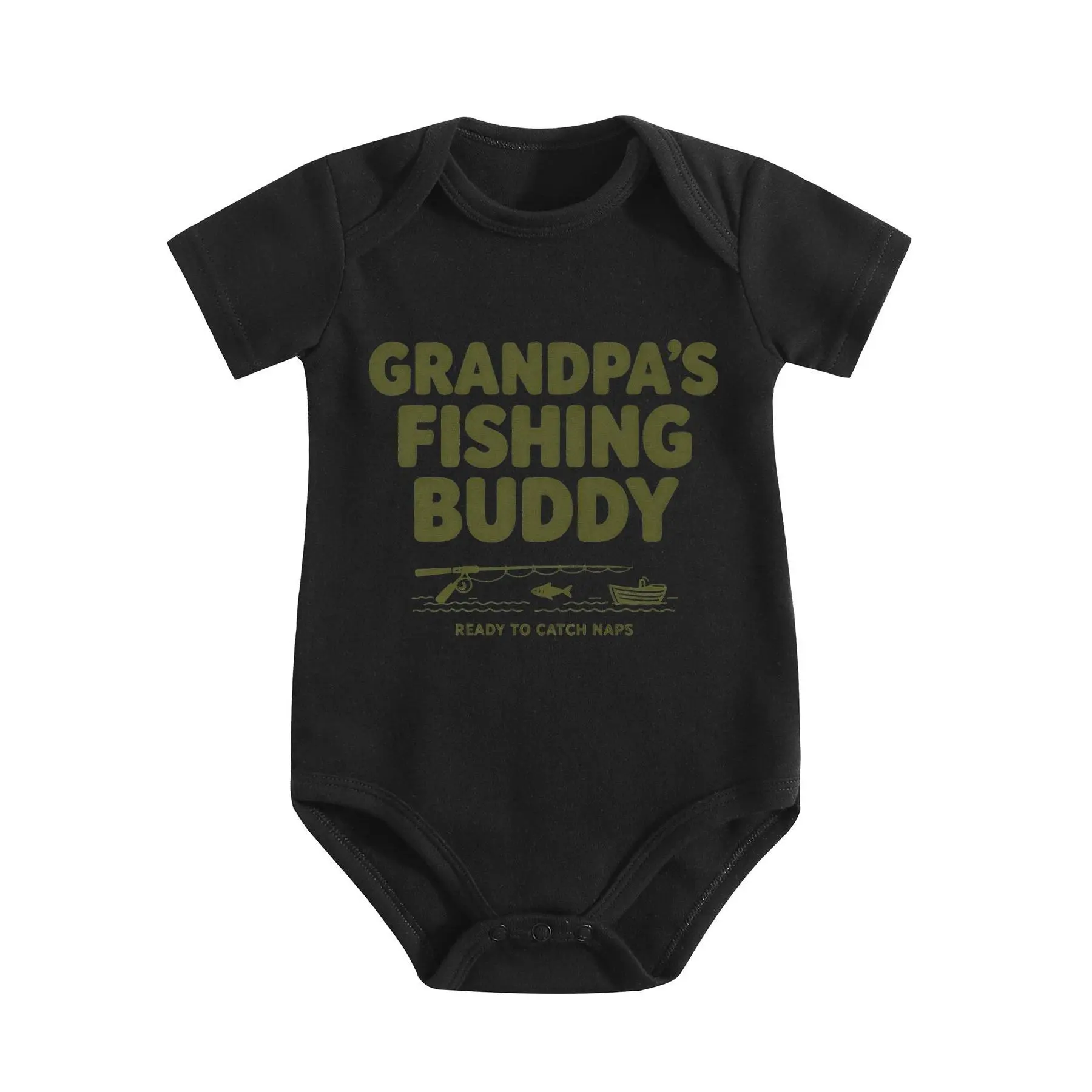 'Grandpa’s Fishing Buddy Ready to Catch Naps' Bodysuit, Gender Neutral Baby Clothes, Infant Fashion Short Sleeve Outfit 0-24 Months items funny onesies cute