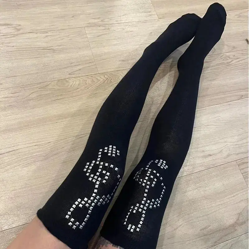 Y2K style retro fashion Harajuku willow nail print stockings retro 2000s Emo girl Cosplay cute stockings fashionable street wear
