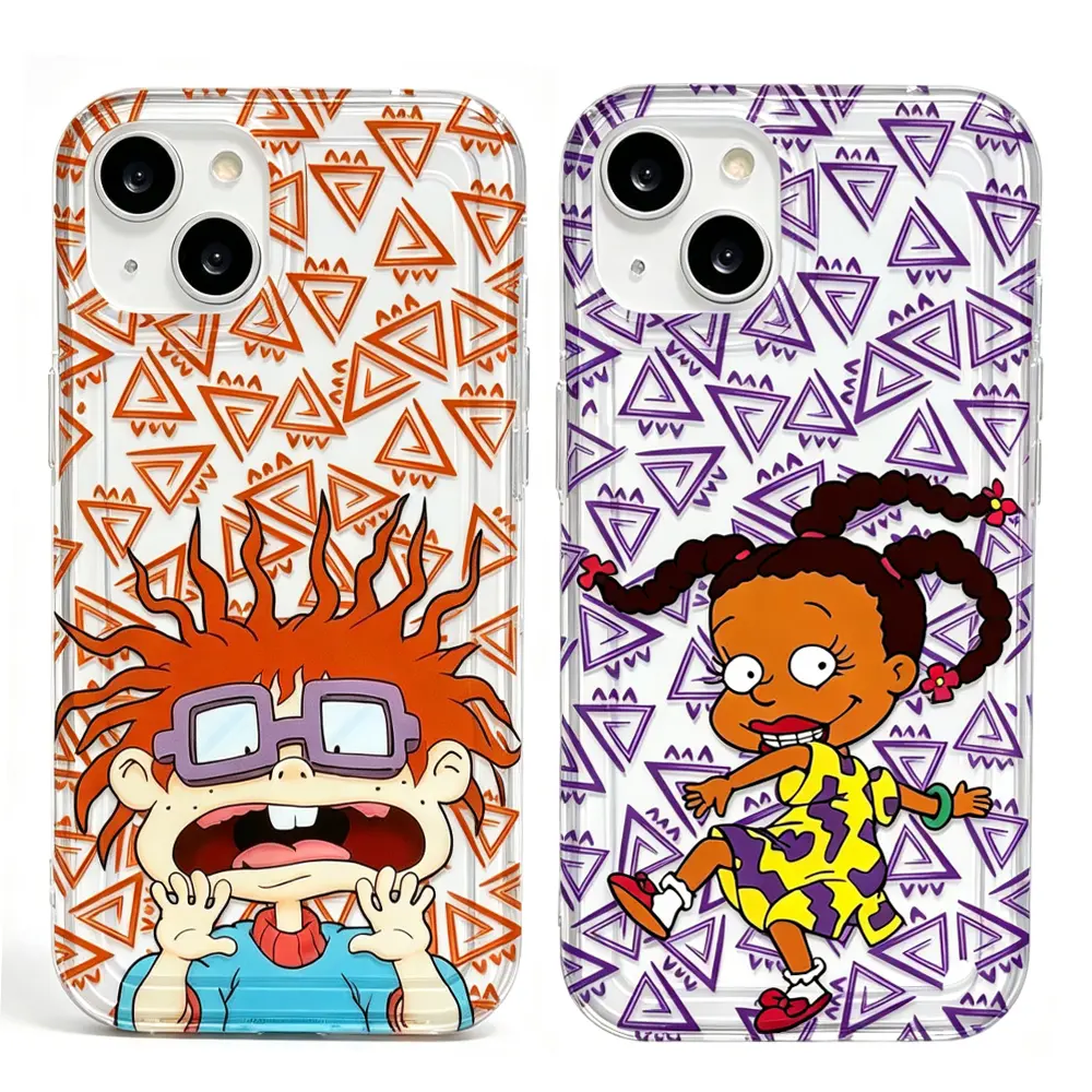 Cartoon Phone Cases For iPhone 17 Promax Air 16 Pro 15 14 Plus 13 12 & Samsung S23-26 Rugrats Airbag Anti Fall Clear Back Cover