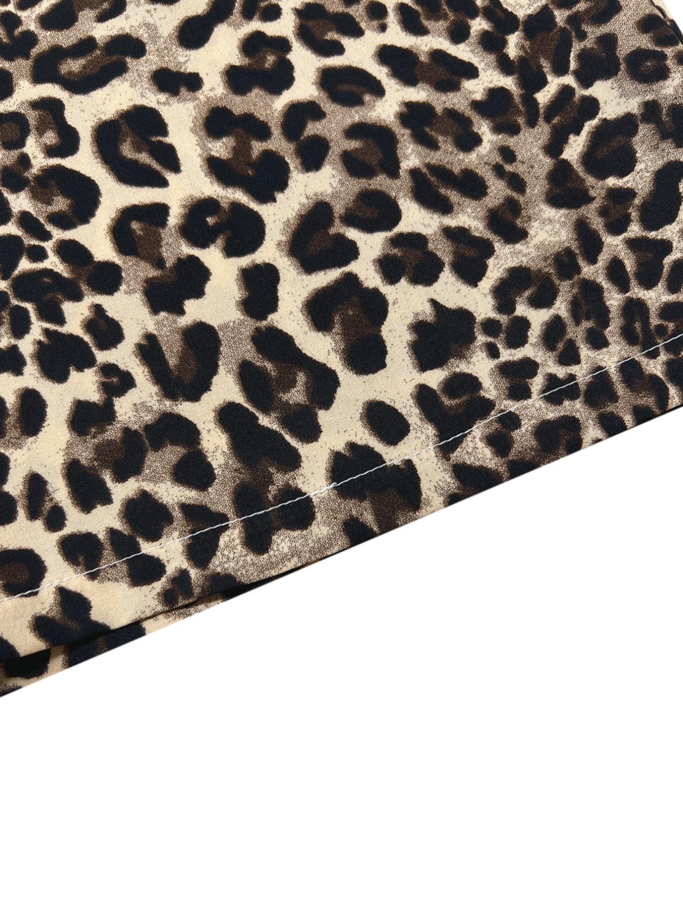Women's Leopard Print Tie Front Pocket Wide Leg Pants, Casual Comfy Straight Leg Trousers for Daily Wear, Ladies Bottoms for All Seasons, Womenswear