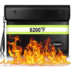 Upgraded Insulated Fire Proof Money Bag for Cash, 6200℉ Fireproof&Waterproof Document Pouch with Water Resistant Zipper, Fireproof Envelope for Important Documents and Valuables (Not Suitable for A4 Files)