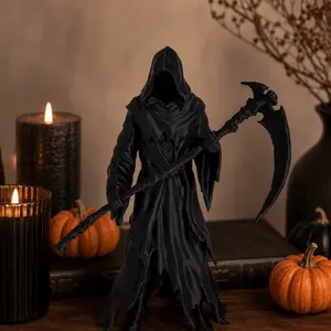 Gothic Grim Reaper Statue, Cloaked Angel of Death Figurine, Dark Aesthetic Home Decor, Spooky Bookshelf Tabletop Ornament, Mystery Horror Gift, Home Decor Sculptures, Statues Figurines
