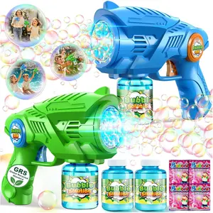 Bubble Gun Machine for Kids 4-8: 2-Pack Automatic Bubble Guns with 2 Bottles Refill Solution - Summer Outdoor Toys Bubble Blaster Maker Blower for Easter Party