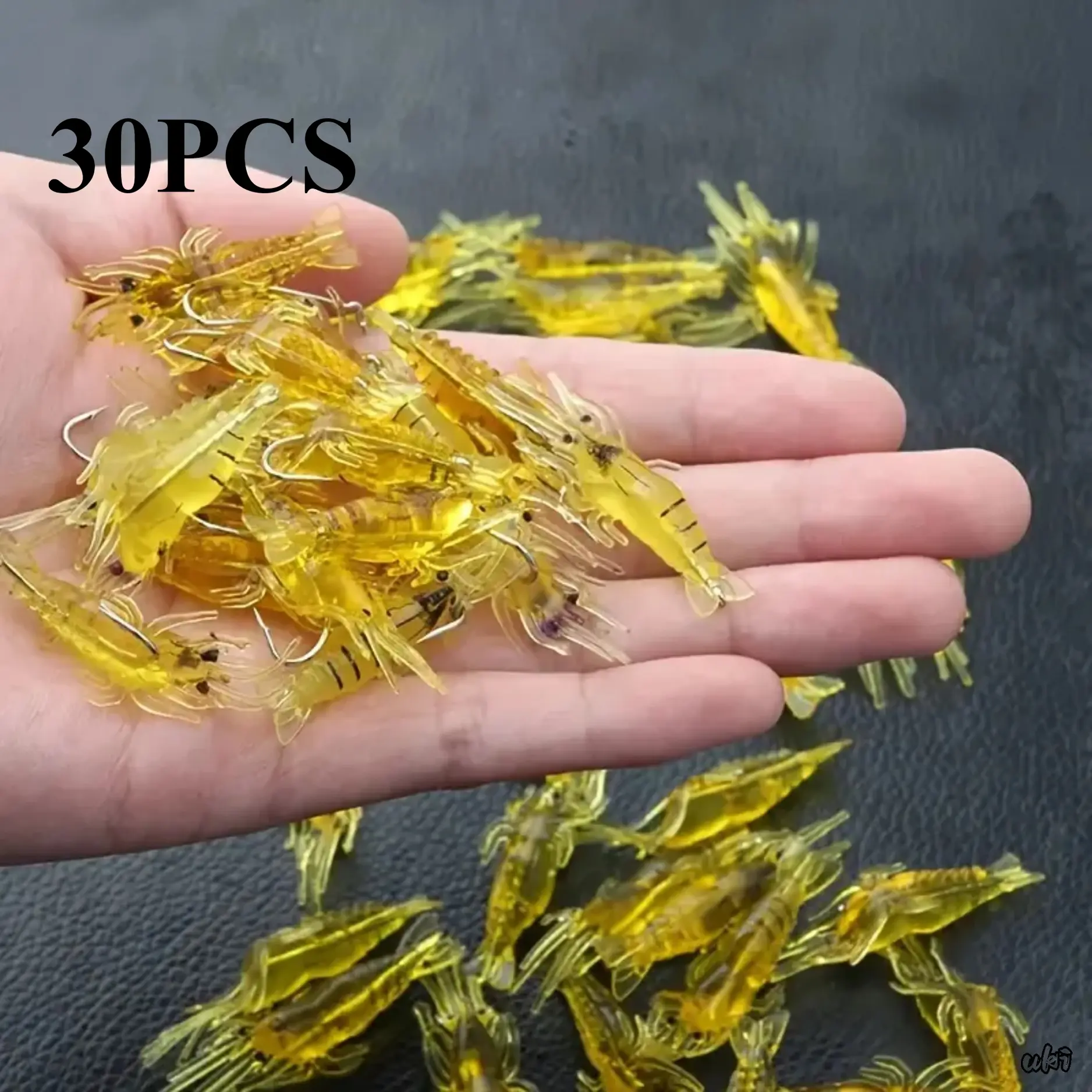 Silicone Realistic Soft Shrimp Fishing Lure Box Set - Durable Artificial Tackle With Pre-Mounted Hooks, Easy To Take Along For Freshwater Anglers’ Pond, River Fishing For Bass, Pond Fishing, Strong Bite And Tear Resistance