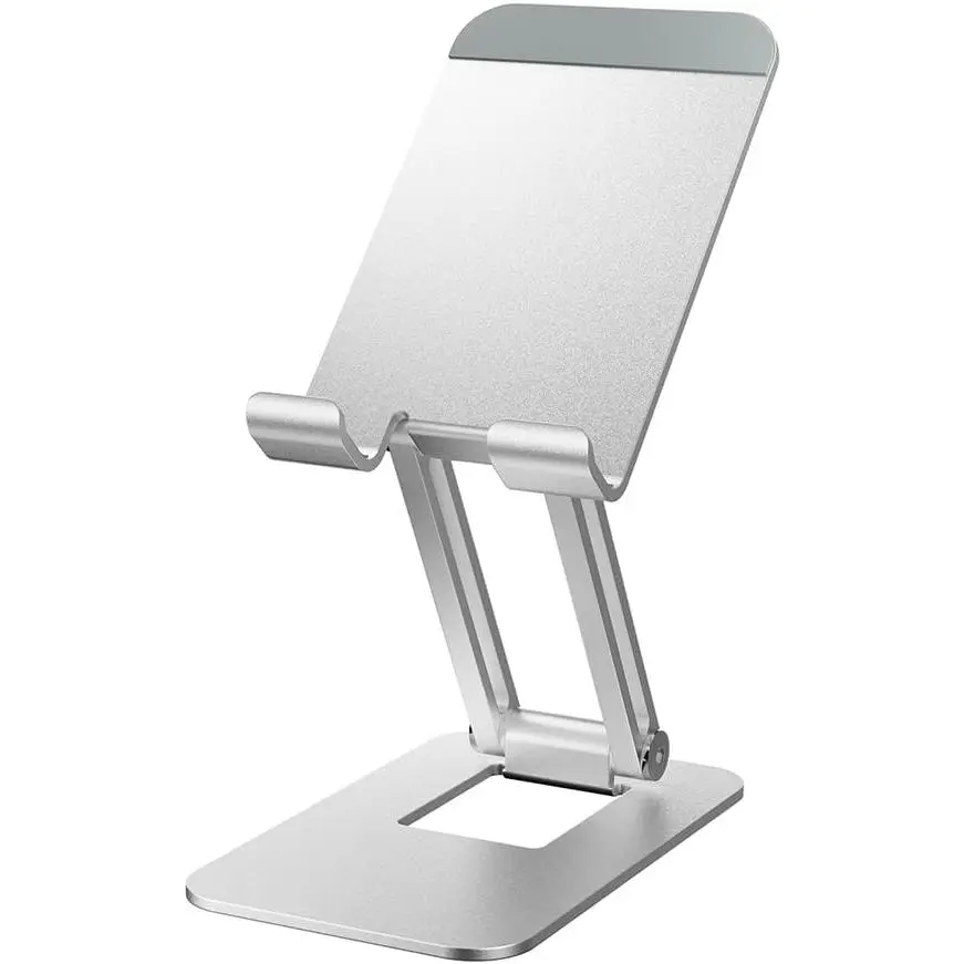 Phone Stand Holder for Desk Cell Phone  16 17 18 Pro Max Adjustable Foldable Portable Metal Desktop Office Table Bedside   2 Airplane Travel