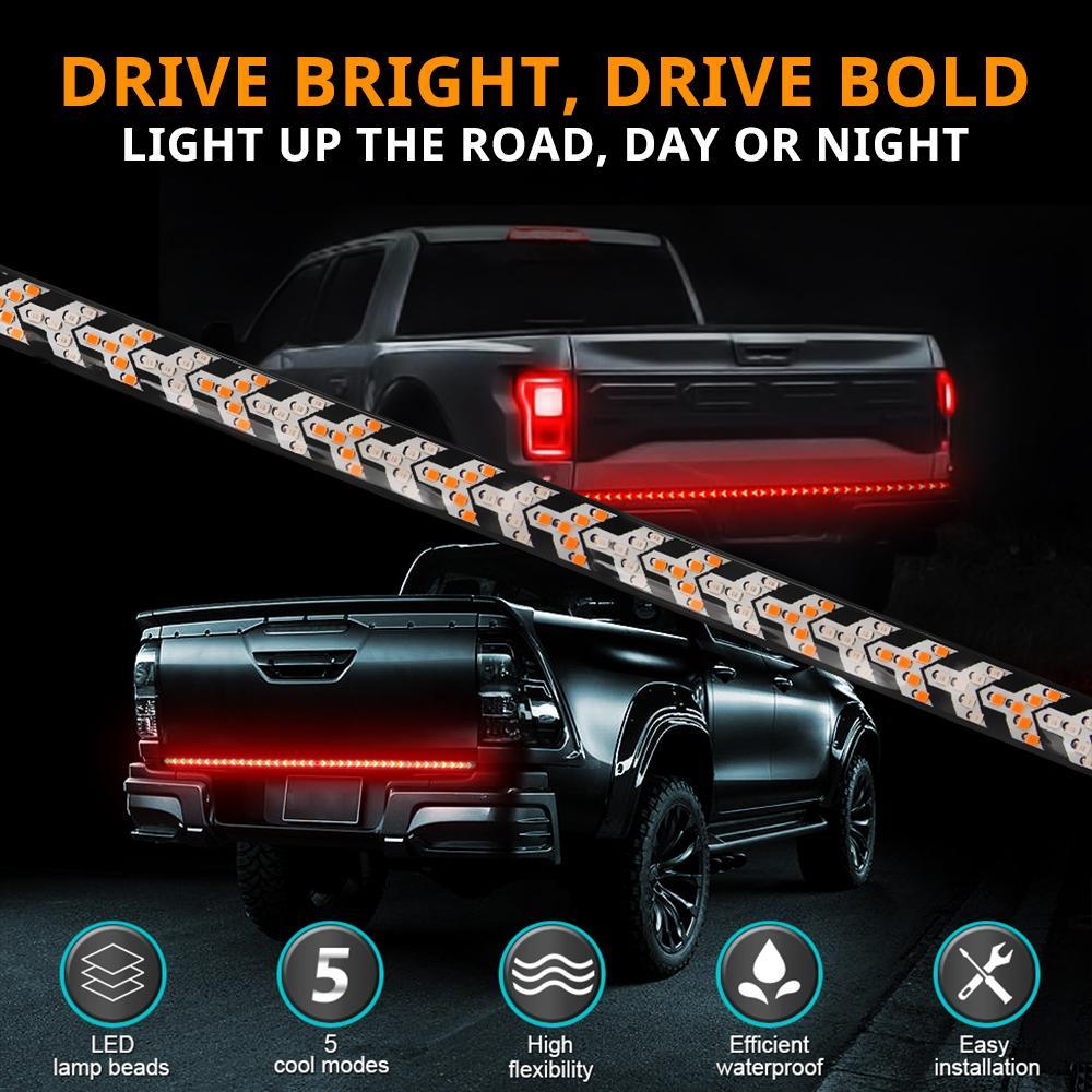 48 Inch LED Tailgate Light Bar, Fishbone Shaped LED Light Bar with Installation Instruction, Turn Signal Strip Strobe Light Bar, LED Work Light for Truck SUV RV VAN Jeep Car