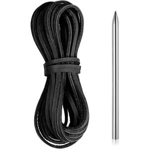 10 Yards Flat  Cord, Leather Strap, 4mm Leather Strips, Suitable for Weaving, Braiding, Footwear,  Making, and Crafts (Black)