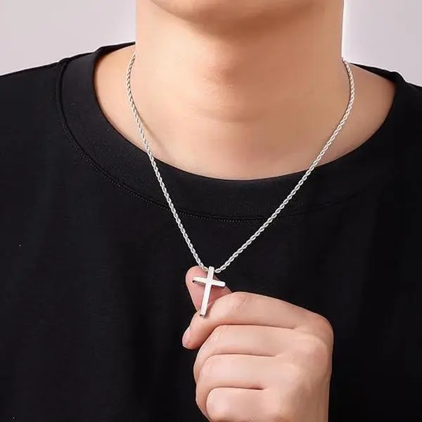 Cross Necklace for Men Women, Cross Chain, Cross Necklace, Argent  Cross Necklaces for Men, Mens Cross Necklaces, Cross Pendant
