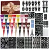 24 Colors Henna Tattoo Paste Kit, Plant-based Temporary Long-lasting Waterproof Body Art Paint, Waterproof Temporary Tattoos