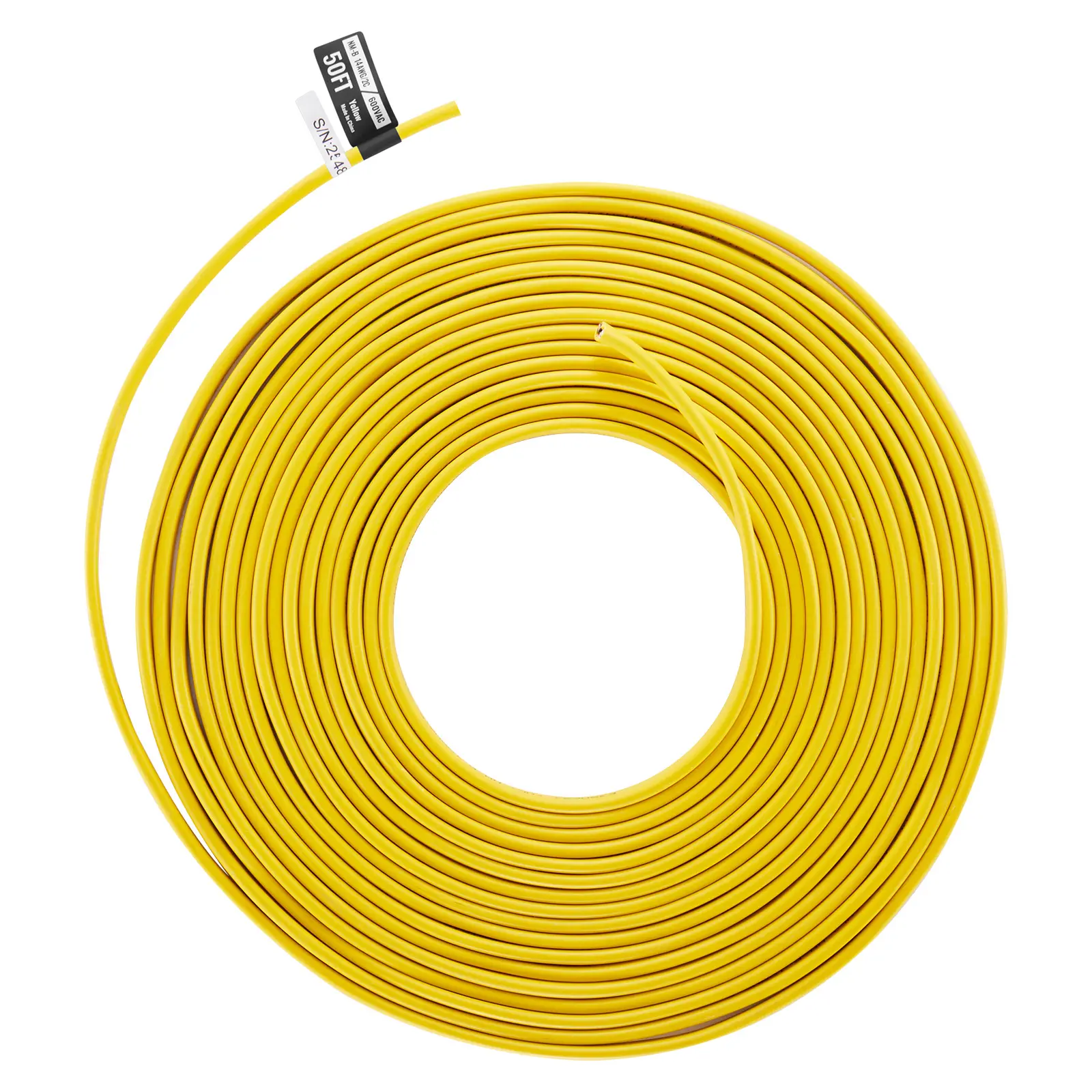 Nm-B Wire, 14AWG 2c Non Mettalic Residential Indoor Electrical Wire with Ground, Copper Core + PVC + Nylon Construction, Other Loads & Lighting Wiring Projects(50 ft)