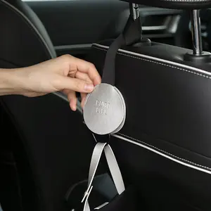 Eco-Friendly PU Leather Car Interior Hook, Hidden Rear Seat Back Hanging Hook, Home Clothes Rack, Storage Cabinet Extension Hook