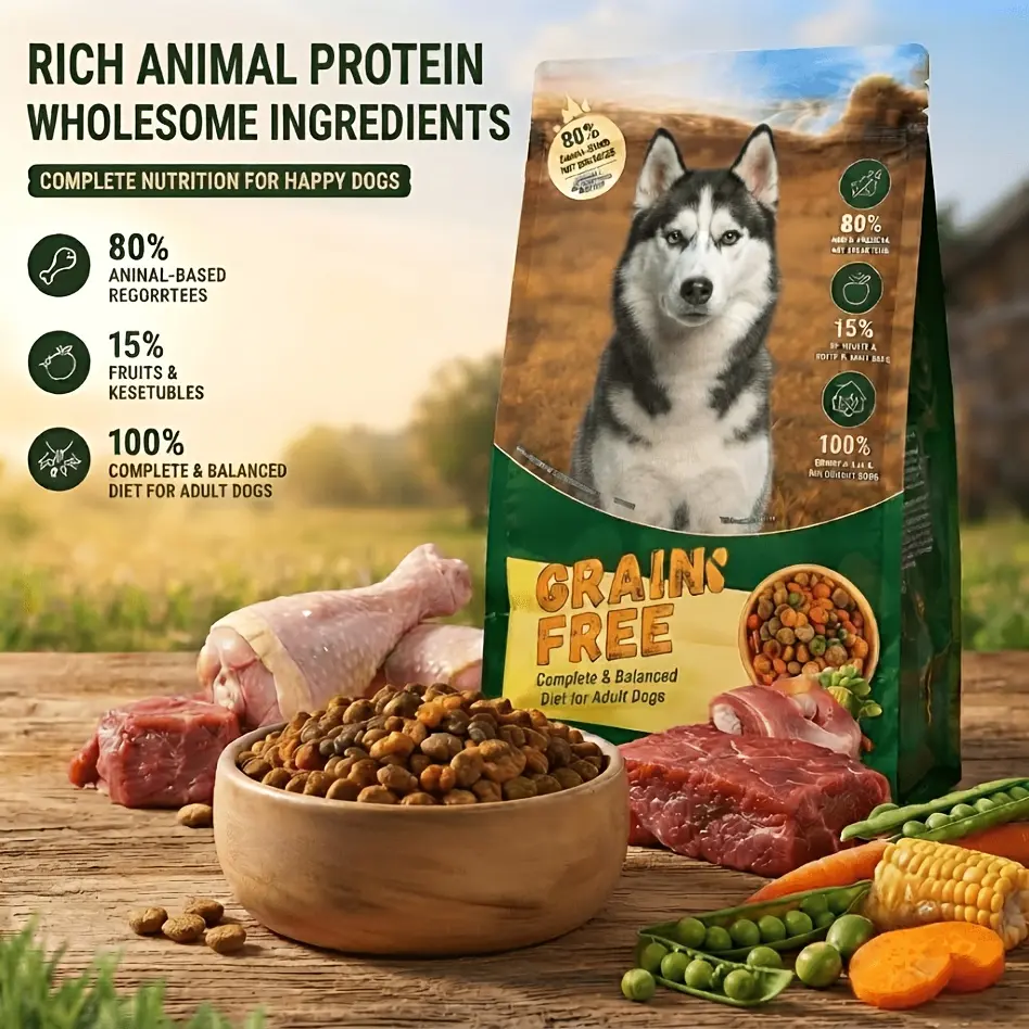 1 Lb Value Pack Dry Dog Food Suitable for Small Medium Large Dogs - Crunchy Kibble Suitable for Daily Feeding, Resealable Bags with Sealed, 1 Lb X 3 or 6 Bags, Easy-Serve Dry Puppy & Dog Food for -the- Pet Owners