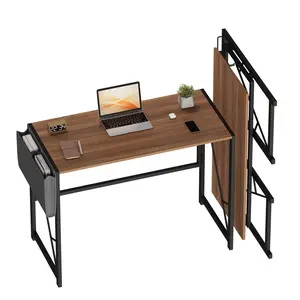 Garvee Space-Saving Folding Computer Desk – 39.4" collapsible Writing Table with Storage Bag & Hook – Home Office Workstation for Bedroom or Apartment – Black