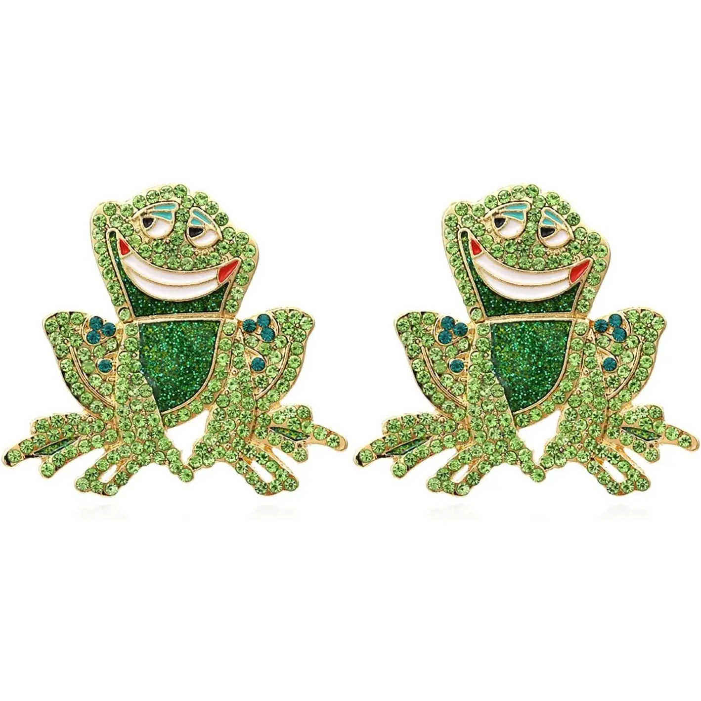 Vintage Rhinestone Frog Stud Earrings for Women Cute Funny Animal Jewelry