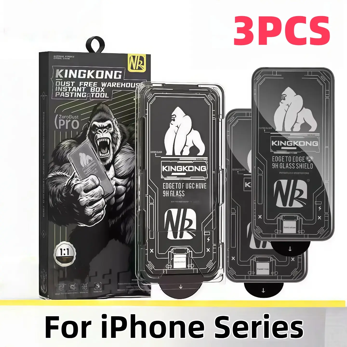 3-Pack Apple Phone Screen Protectors, HD Tempered Glass, 9h Hardness, Dust-Free Installation, Durable Scratch Protection, Clear Visibility