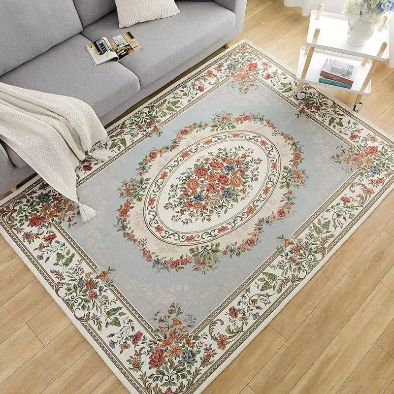 European Vintage Floral Medallion Single Rug (140x200cm/4.59'-6.56'), Ornate Non-Slip Indoor Carpet for Living Room Decor, Bedroom Indoor Space Soft Furnishings, Ornate Weave