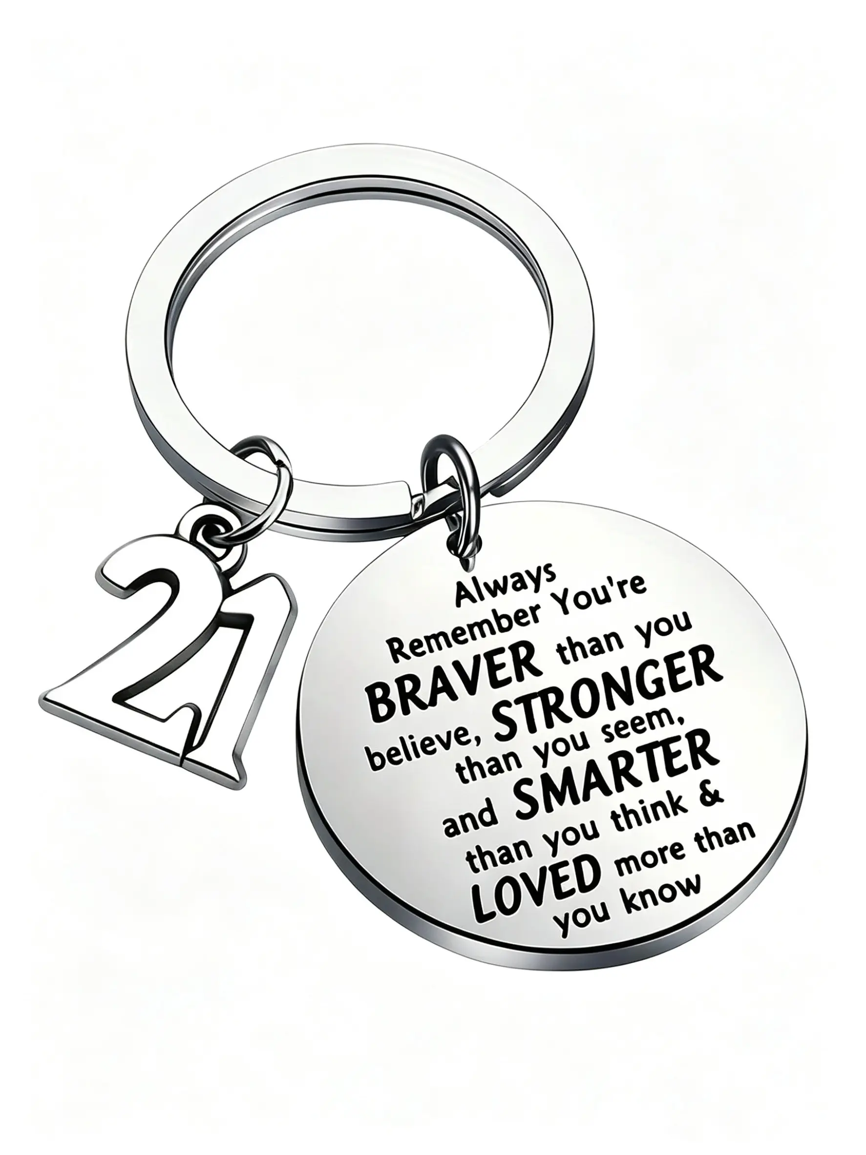 1Pc，21st Birthday Keychain Gift, Inspirational Number 21 Key Ring, Perfect Accessory for Best Friends and Family, Motivational Key Holder, Keyrings, Keys Holder