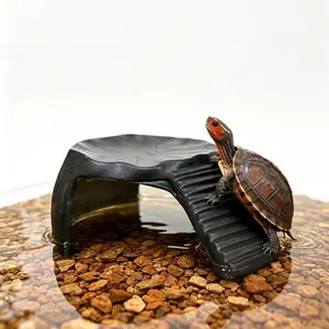 Specialized Reptile Hideout with Ladder, Resin Material, Deep Water Turtle Tank Resting Platform, Gecko Hideout, Reptile Cave