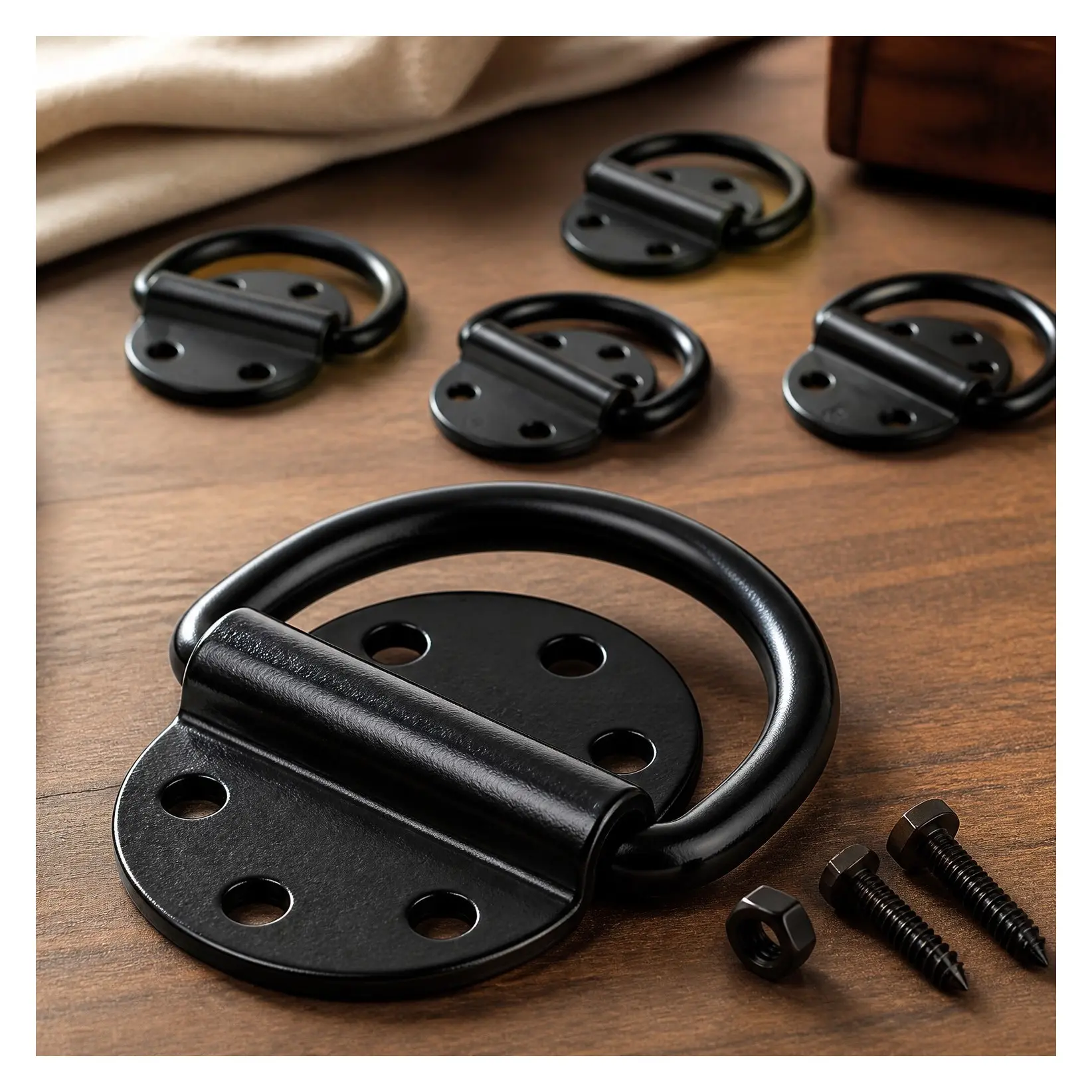 Heavy Duty D-Ring Tie Down Anchors, 3600 lb Capacity Steel Lashing Rings for Trailers, Trucks, RV, Campers, Vans, ATV, SUV, Boats - Includes Screws & Bolts, 6 PackGift