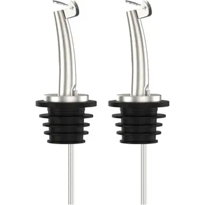 2 Pcs Oil Spout Liquor Bottle Pourer Spouts Stainless Steel Speed Pour Spouts Olive Oil Dispenser Spout for About 3/4" Bottle Mouth, with Flip Top