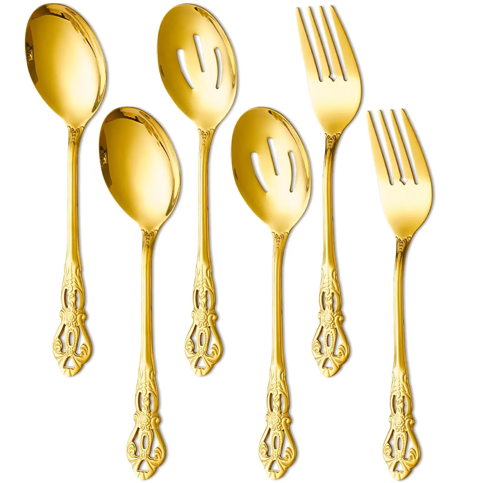 6/9 Piece Vintage Baroque Serving Set, High-Quality Stainless Steel, Ideal for Weddings, Holidays, Parties, Elegant Gift, Festive Table Decor