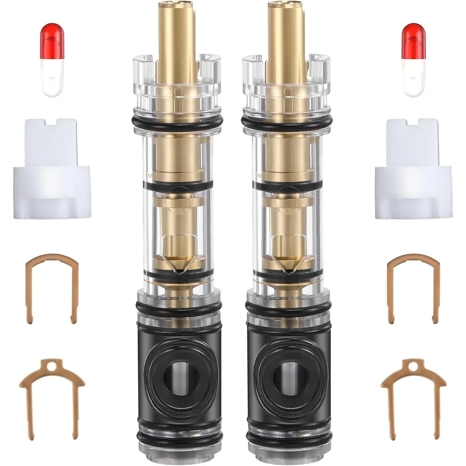2 Pack Dual Seal Cartridge Replacement Compatible with Moen 1225 1225B, One-Handle Bathroom Faucet Cartridge Fits Single Handle Faucet/Showers, Brass