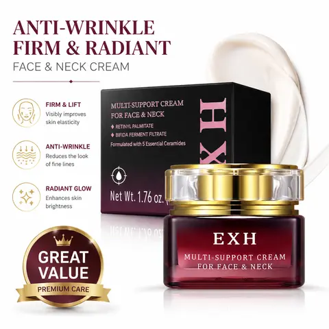 ExH Wrinkle Reduction Moisturizers & Mists - Daily Nourishing Face Cream Bottle with Hyaluronic Acid for Adults, All Skin Types, Hydrate, Radiance, Brightening, Skin Repair, Plump, Firming, Evening Tone & Texture, Makeup Prep, Lightweight