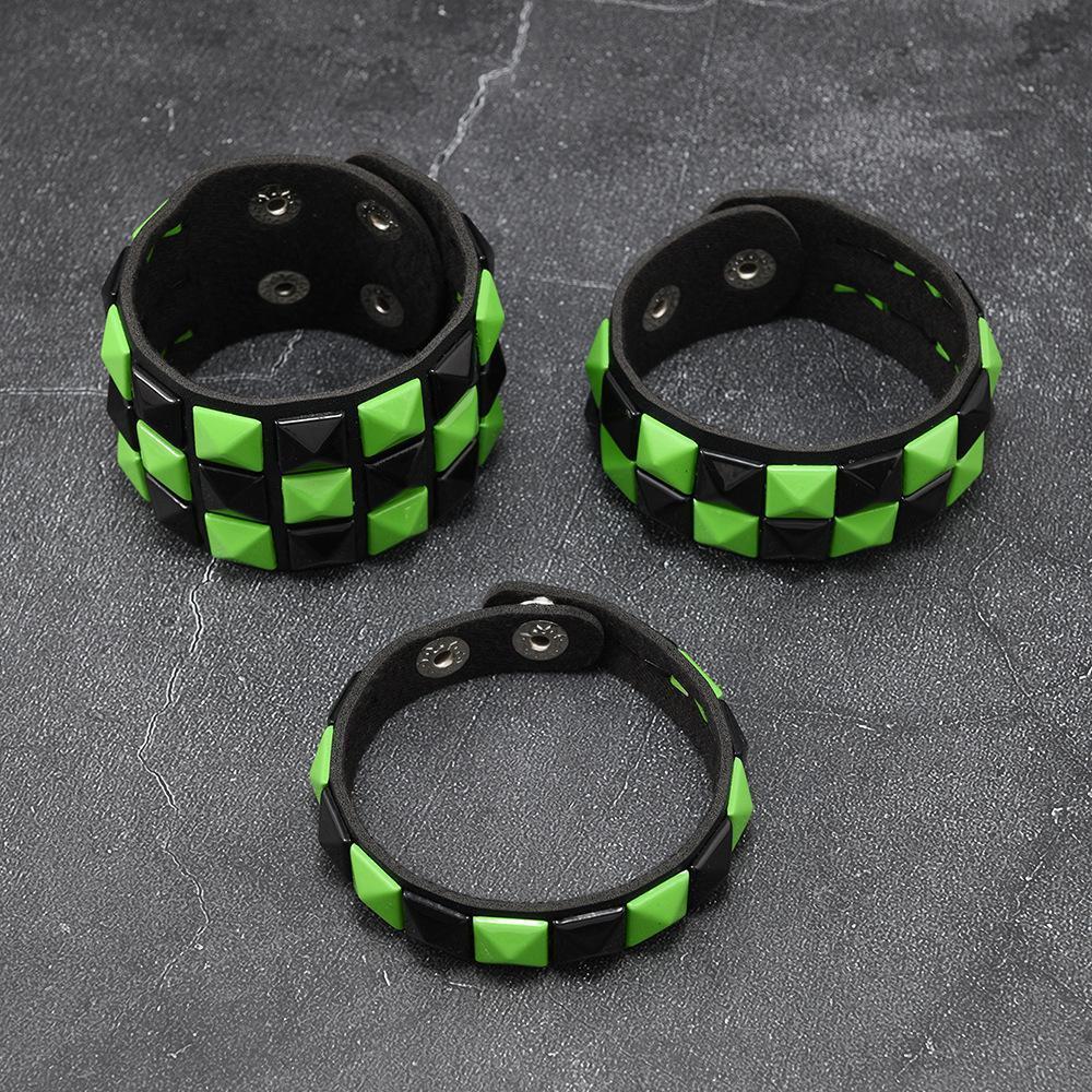 3Pcs/Set Fashion Contrasting Rivets Leather Wrist Friendship Big Wide Bracelet For Male Female Buckle Vintage Punk Jewelry